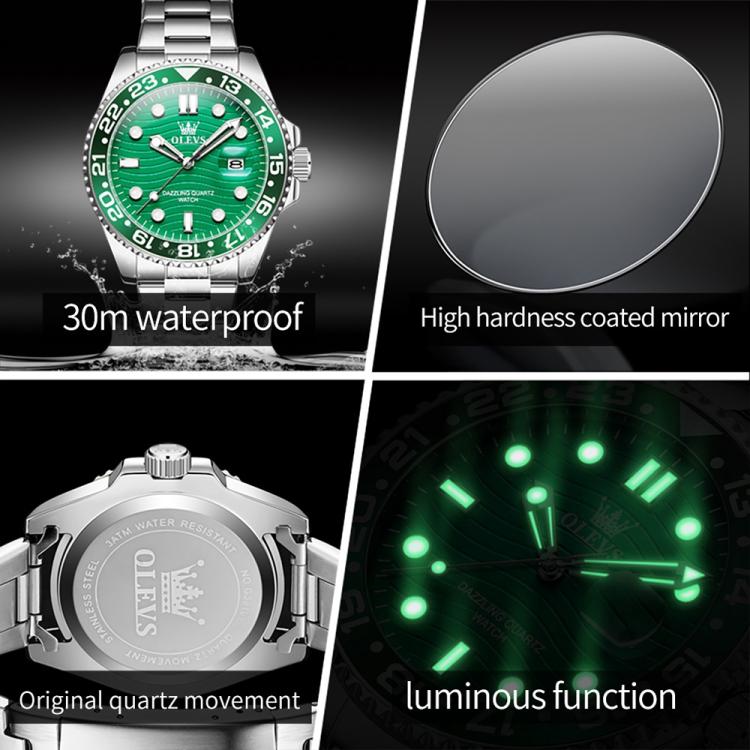 OLEVS 3610 Men Steel Strap Luminous Waterproof Quartz Watch