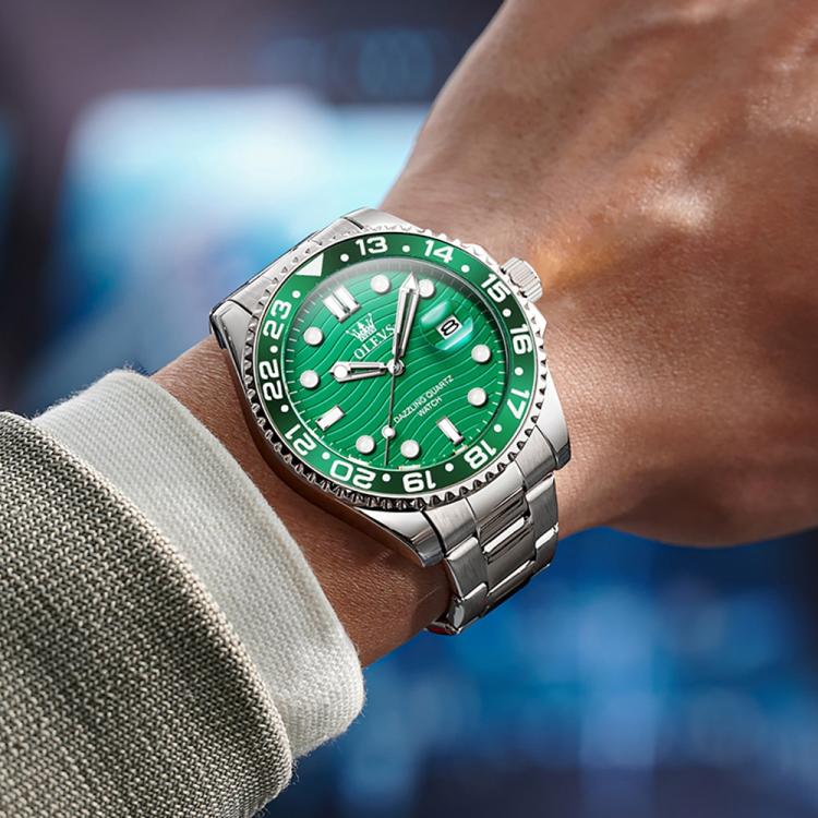 OLEVS 3610 Men Steel Strap Luminous Waterproof Quartz Watch