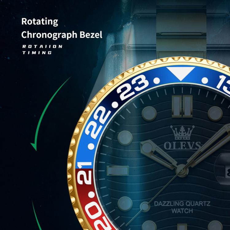 OLEVS 3610 Men Steel Strap Luminous Waterproof Quartz Watch