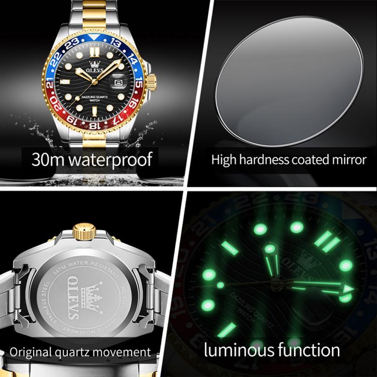 OLEVS 3610 Men Steel Strap Luminous Waterproof Quartz Watch