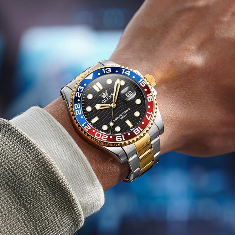 OLEVS 3610 Men Steel Strap Luminous Waterproof Quartz Watch