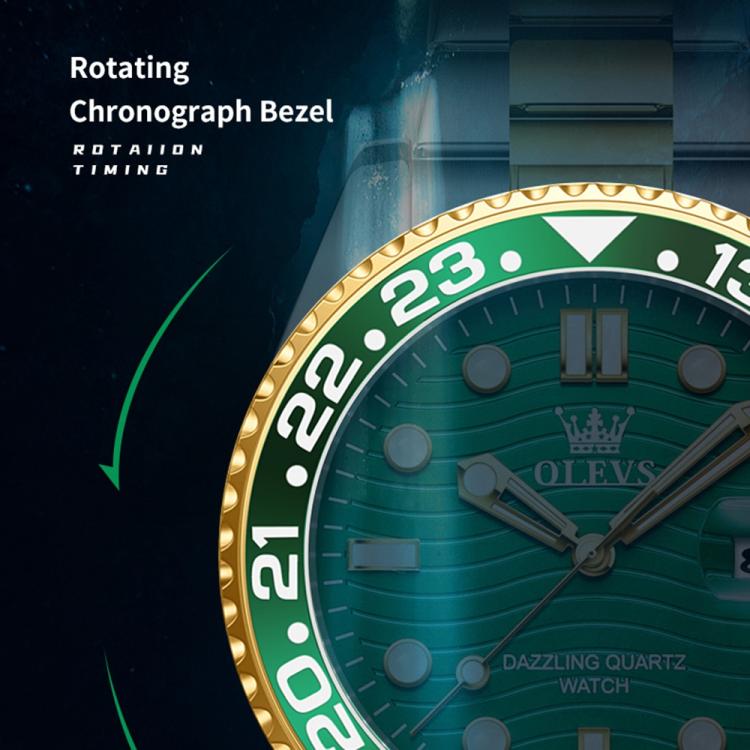 OLEVS 3610 Men Steel Strap Luminous Waterproof Quartz Watch