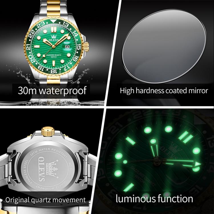 OLEVS 3610 Men Steel Strap Luminous Waterproof Quartz Watch