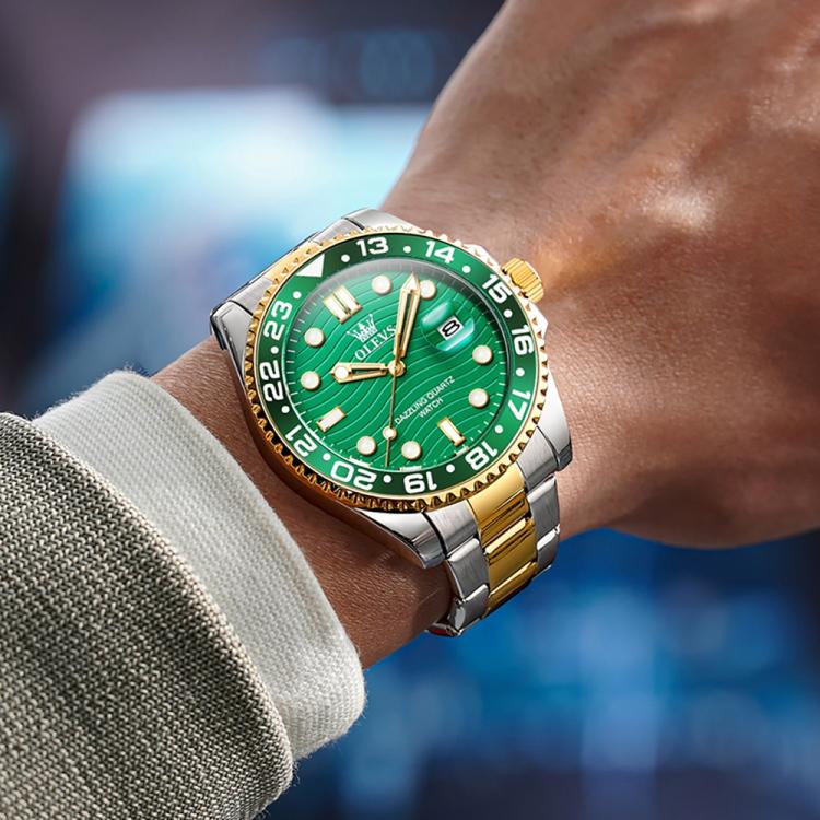 OLEVS 3610 Men Steel Strap Luminous Waterproof Quartz Watch