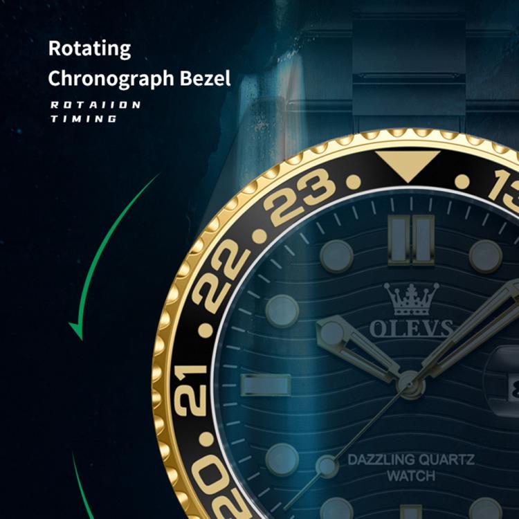 OLEVS 3610 Men Steel Strap Luminous Waterproof Quartz Watch