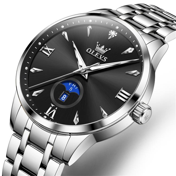 OLEVS 3646 Men Multifunctional Moon Phase Stone Waterproof Quartz Watch