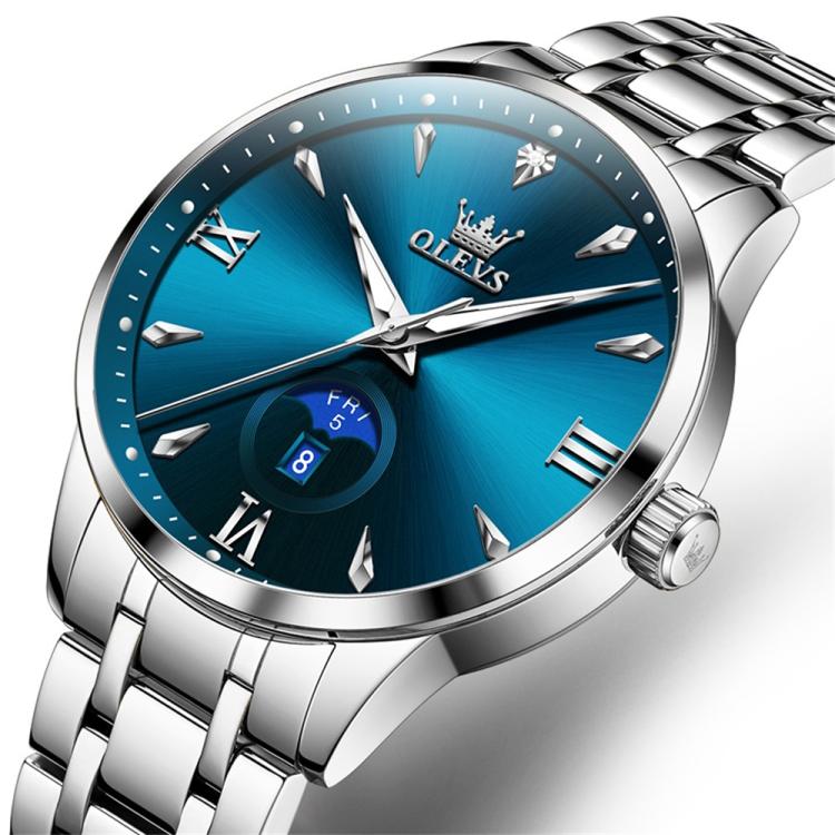 OLEVS 3646 Men Multifunctional Moon Phase Stone Waterproof Quartz Watch