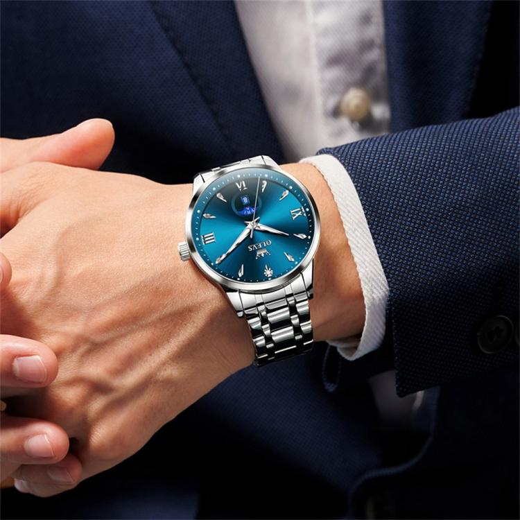 OLEVS 3646 Men Multifunctional Moon Phase Stone Waterproof Quartz Watch