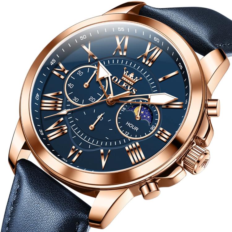 OLEVS 3632 Men Multifunctional Large Dial Luminous Waterproof Quartz Watch