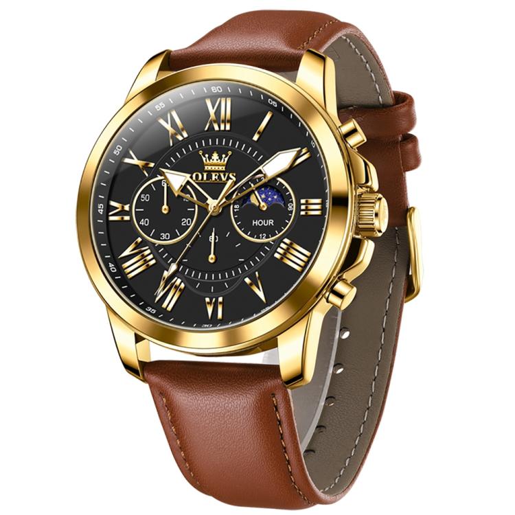 OLEVS 3632 Men Multifunctional Large Dial Luminous Waterproof Quartz Watch