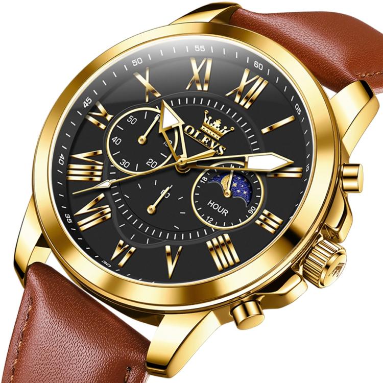 OLEVS 3632 Men Multifunctional Large Dial Luminous Waterproof Quartz Watch