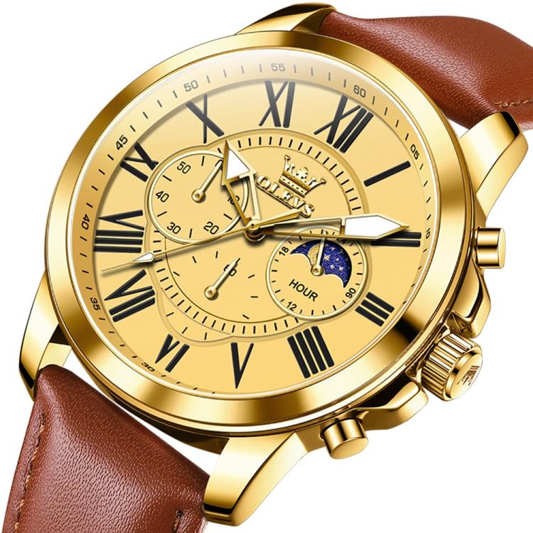 OLEVS 3632 Men Multifunctional Large Dial Luminous Waterproof Quartz Watch