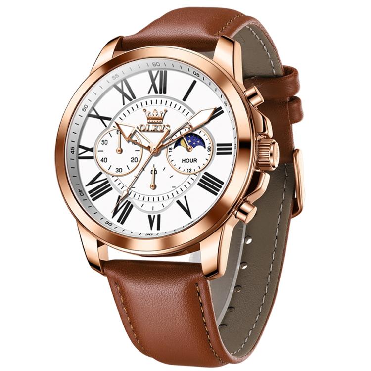 OLEVS 3632 Men Multifunctional Large Dial Luminous Waterproof Quartz Watch