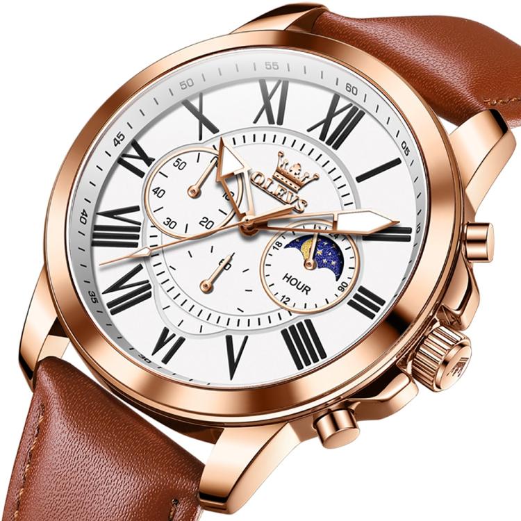 OLEVS 3632 Men Multifunctional Large Dial Luminous Waterproof Quartz Watch