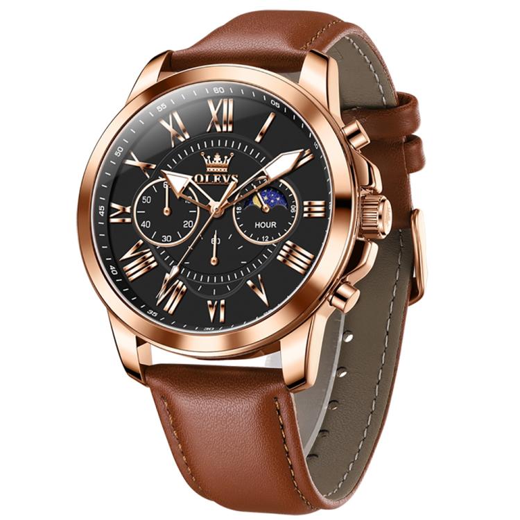 OLEVS 3632 Men Multifunctional Large Dial Luminous Waterproof Quartz Watch