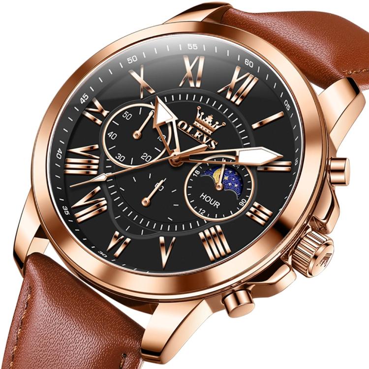 OLEVS 3632 Men Multifunctional Large Dial Luminous Waterproof Quartz Watch