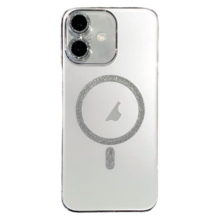 For iPhone 16 Glitter Magnetic Ring Transparent MagSafe Phone Case - Transparent