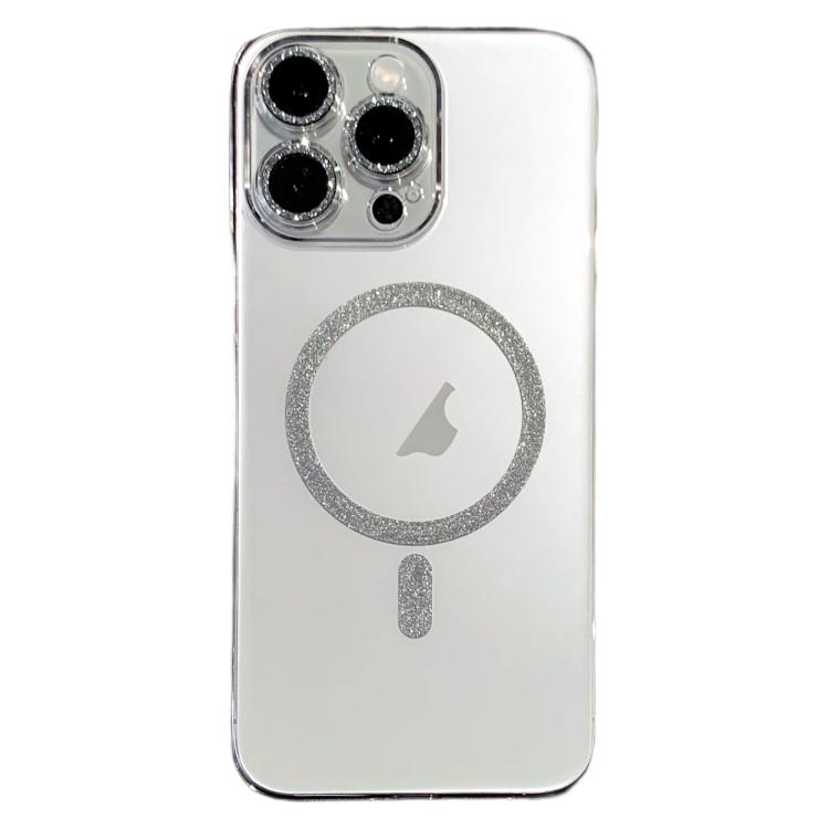 For iPhone 14 Pro Max Glitter Magnetic Ring Transparent MagSafe Phone Case - Transparent