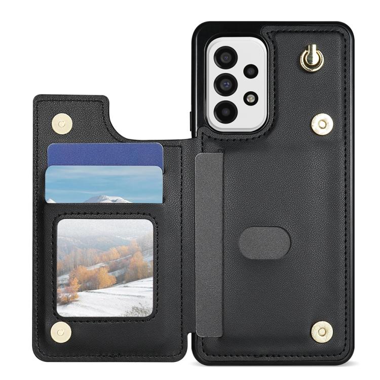 For Samsung Galaxy A52 4G / 5G / A52s 5G Rhombic Dual Buckle Card Slots Phone Case with Lanyard