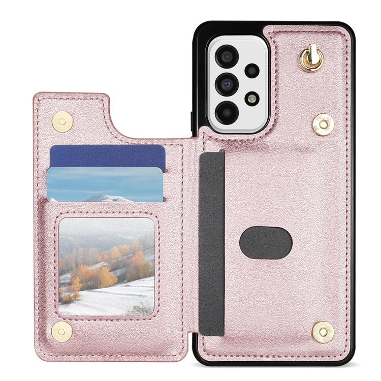 For Samsung Galaxy A52 4G / 5G / A52s 5G Rhombic Dual Buckle Card Slots Phone Case with Lanyard