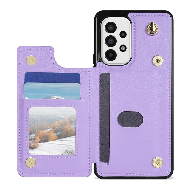 For Samsung Galaxy A52 4G / 5G / A52s 5G Rhombic Dual Buckle Card Slots Phone Case with Lanyard