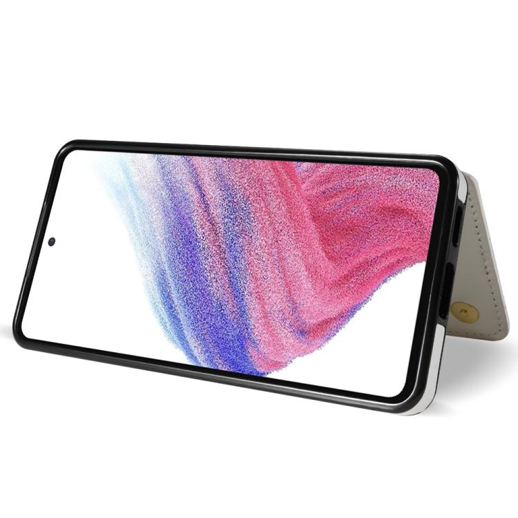 For Samsung Galaxy A53 5G Rhombic Dual Buckle Card Slots Phone Case with Lanyard