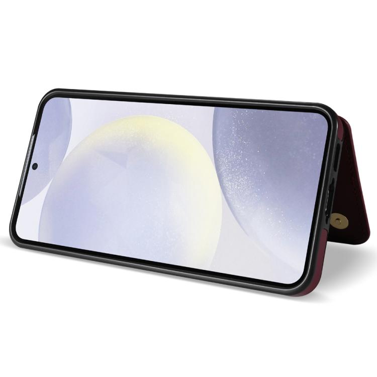For Samsung Galaxy S23+ 5G Rhombic Dual Buckle Card Slots Phone Case with Lanyard