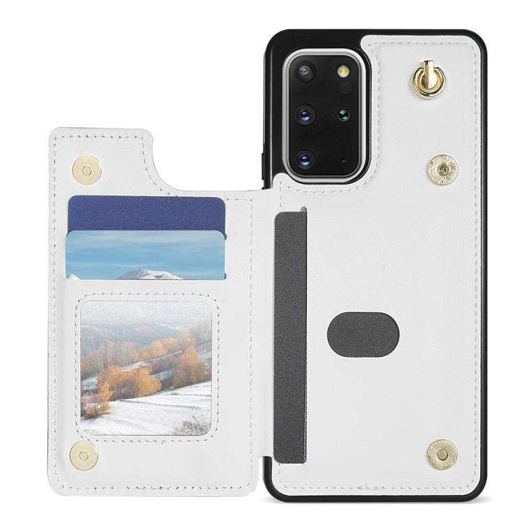 For Samsung Galaxy S20 FE 5G Rhombic Dual Buckle Card Slots Phone Case with Lanyard