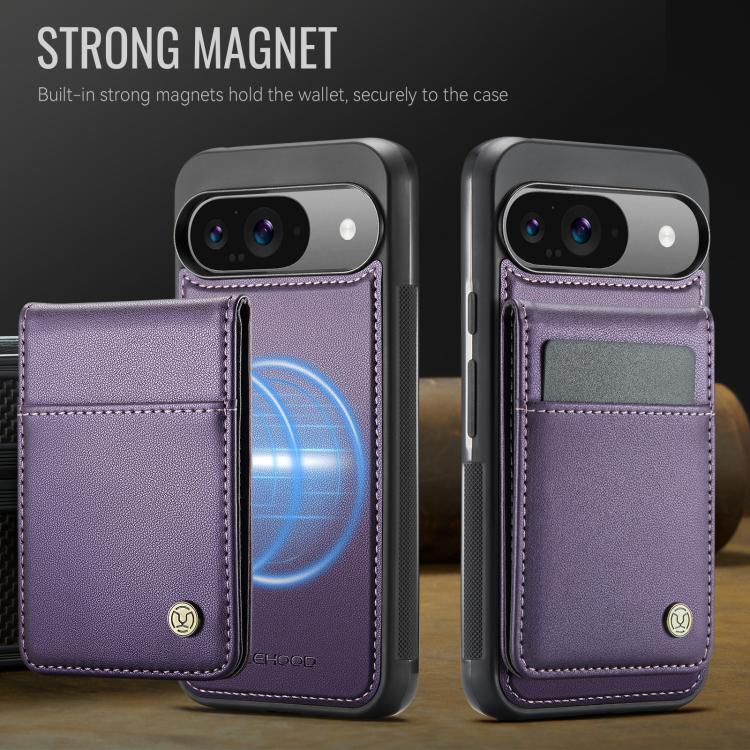 For Google Pixel 9 / 9 Pro JEEHOOD J06 British Style RFID MagSafe Card Bag PU Phone Case