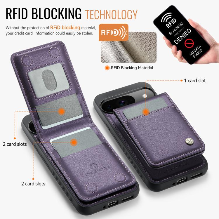 For Google Pixel 9 / 9 Pro JEEHOOD J06 British Style RFID MagSafe Card Bag PU Phone Case