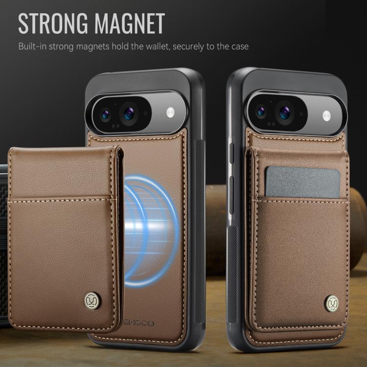 For Google Pixel 9 / 9 Pro JEEHOOD J06 British Style RFID MagSafe Card Bag PU Phone Case