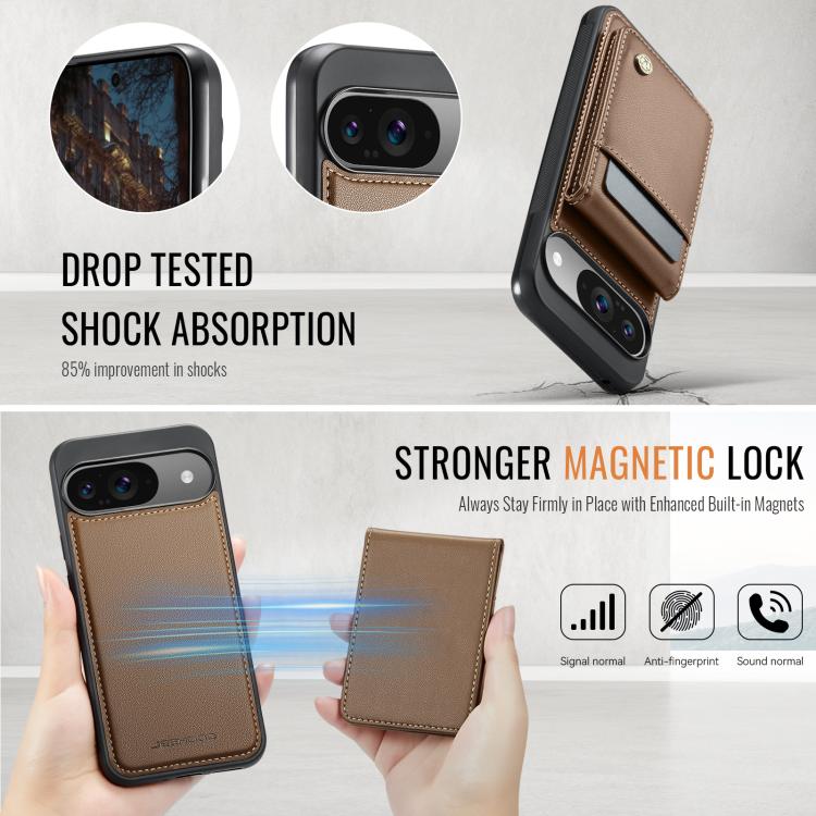 For Google Pixel 9 / 9 Pro JEEHOOD J06 British Style RFID MagSafe Card Bag PU Phone Case