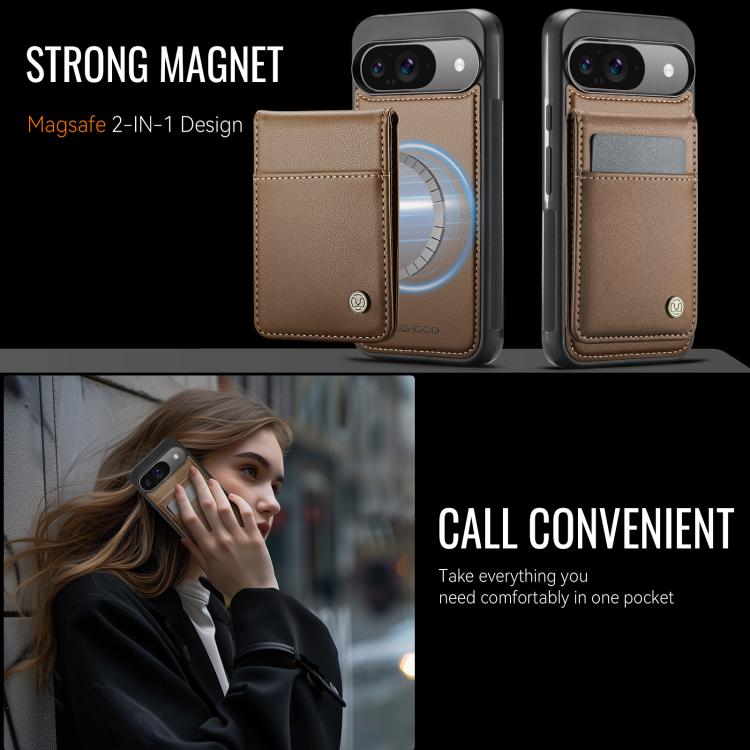 For Google Pixel 9 / 9 Pro JEEHOOD J06 British Style RFID MagSafe Card Bag PU Phone Case