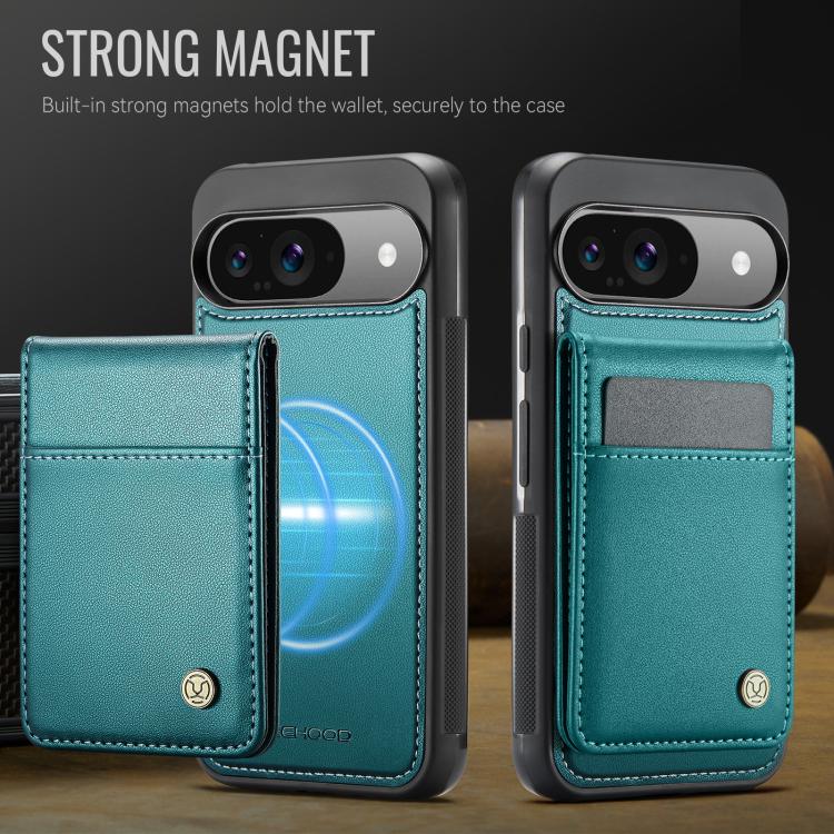 For Google Pixel 9 / 9 Pro JEEHOOD J06 British Style RFID MagSafe Card Bag PU Phone Case