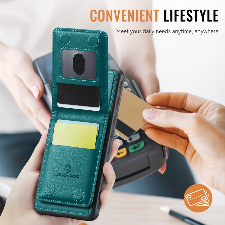For Google Pixel 9 / 9 Pro JEEHOOD J06 British Style RFID MagSafe Card Bag PU Phone Case