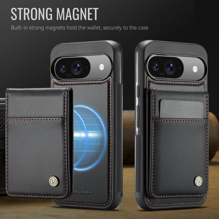 For Google Pixel 9 / 9 Pro JEEHOOD J06 British Style RFID MagSafe Card Bag PU Phone Case