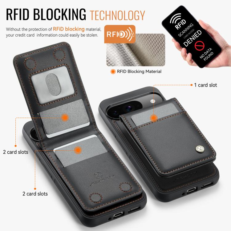 For Google Pixel 9 / 9 Pro JEEHOOD J06 British Style RFID MagSafe Card Bag PU Phone Case