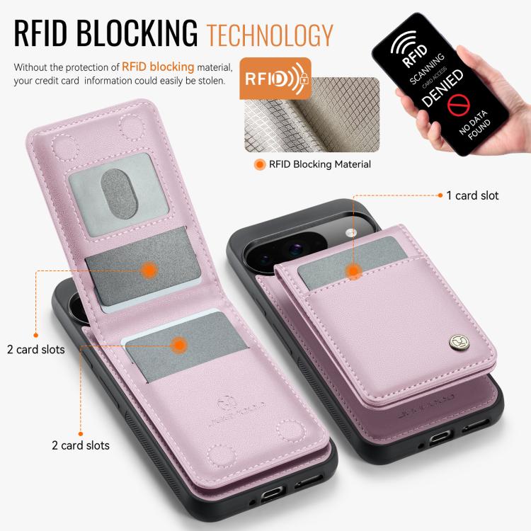 For Google Pixel 9 / 9 Pro JEEHOOD J06 British Style RFID MagSafe Card Bag PU Phone Case