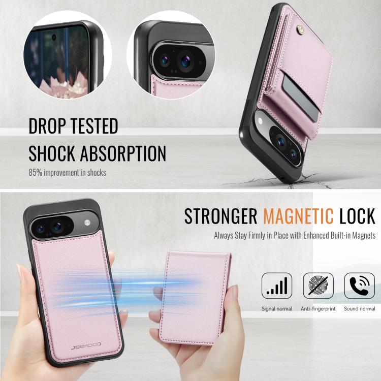 For Google Pixel 9 / 9 Pro JEEHOOD J06 British Style RFID MagSafe Card Bag PU Phone Case
