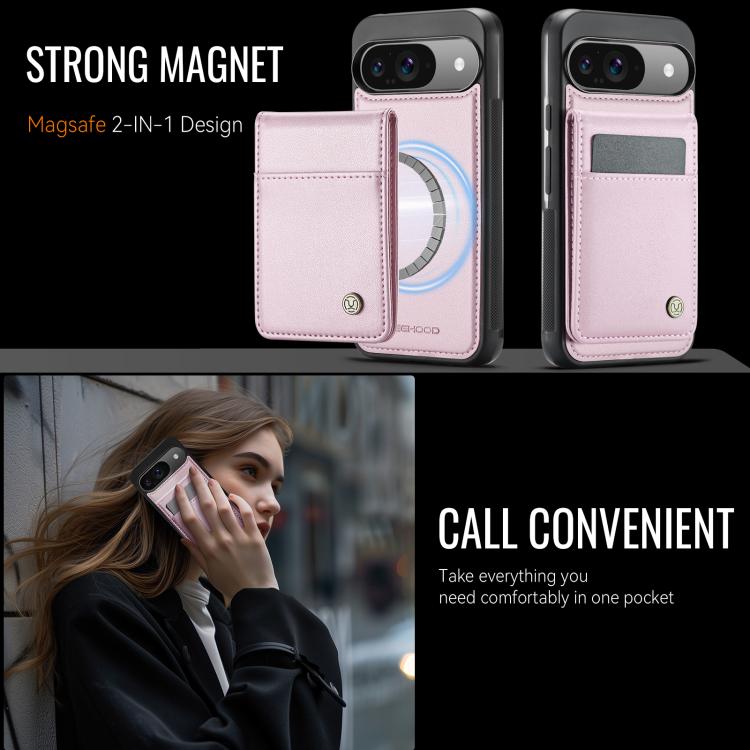 For Google Pixel 9 / 9 Pro JEEHOOD J06 British Style RFID MagSafe Card Bag PU Phone Case