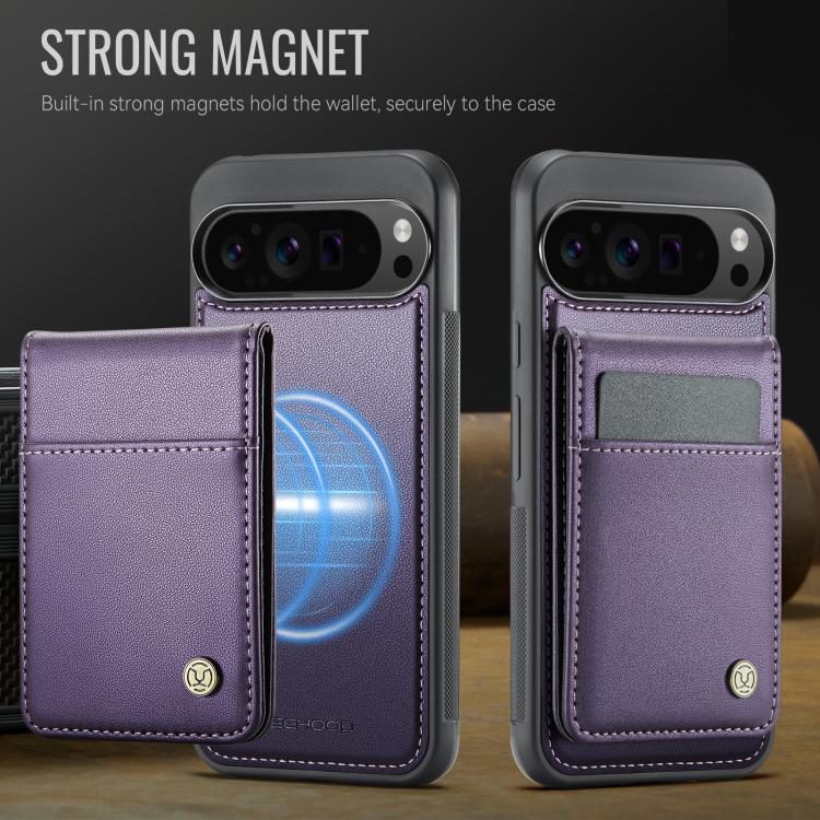 For Google Pixel 9 Pro XL JEEHOOD J06 British Style RFID MagSafe Card Bag PU Phone Case