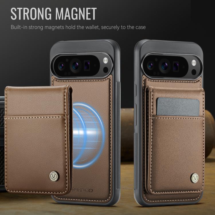 For Google Pixel 9 Pro XL JEEHOOD J06 British Style RFID MagSafe Card Bag PU Phone Case