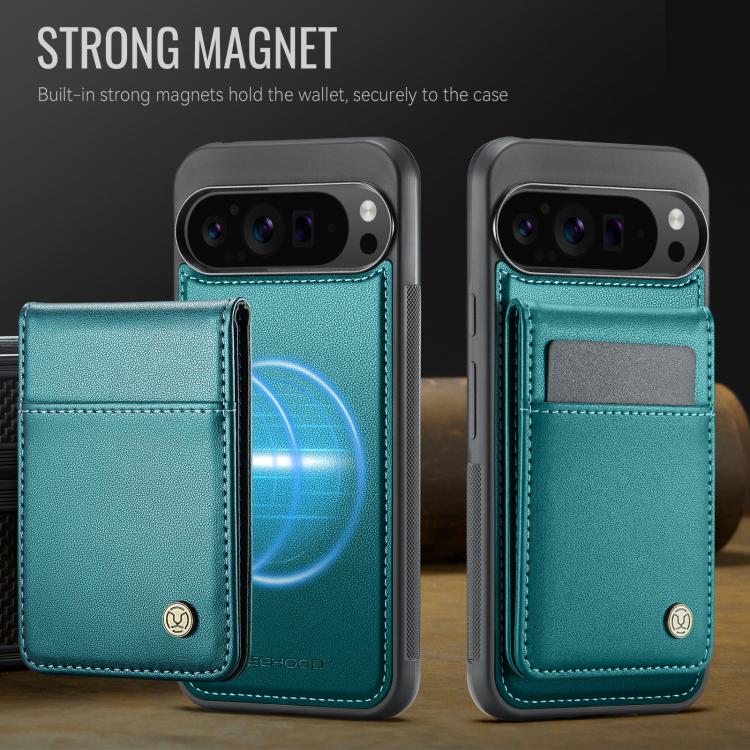 For Google Pixel 9 Pro XL JEEHOOD J06 British Style RFID MagSafe Card Bag PU Phone Case