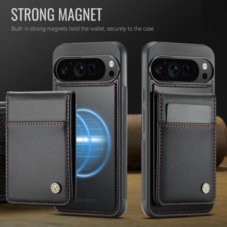 For Google Pixel 9 Pro XL JEEHOOD J06 British Style RFID MagSafe Card Bag PU Phone Case