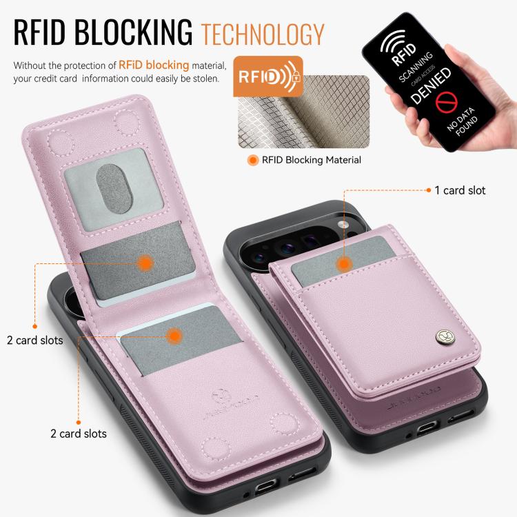For Google Pixel 9 Pro XL JEEHOOD J06 British Style RFID MagSafe Card Bag PU Phone Case