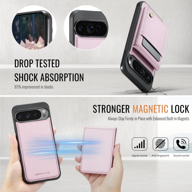 For Google Pixel 9 Pro XL JEEHOOD J06 British Style RFID MagSafe Card Bag PU Phone Case