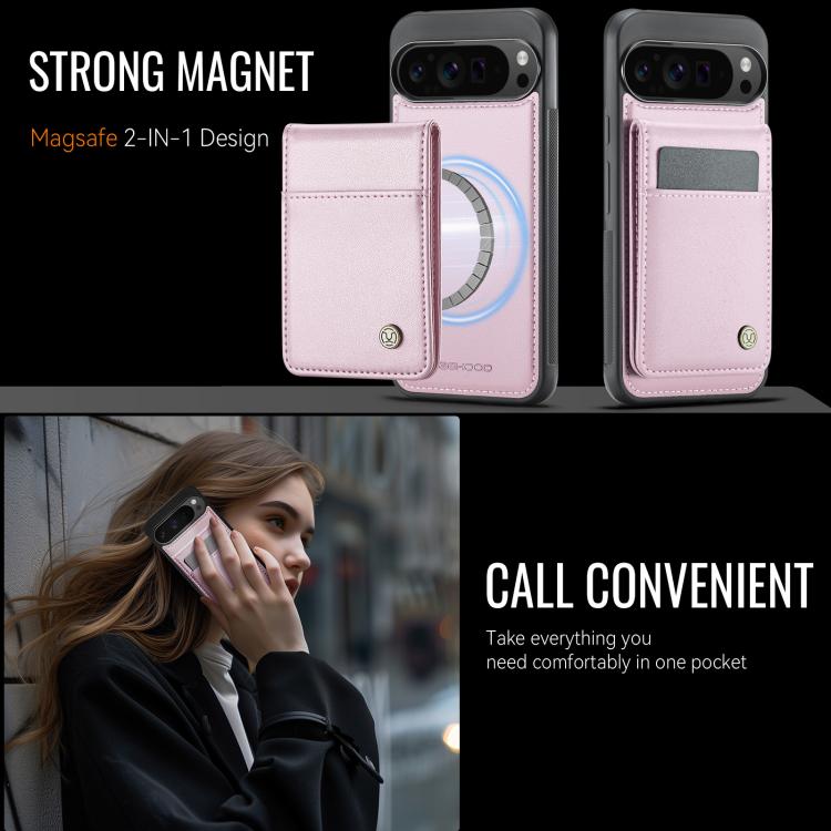 For Google Pixel 9 Pro XL JEEHOOD J06 British Style RFID MagSafe Card Bag PU Phone Case