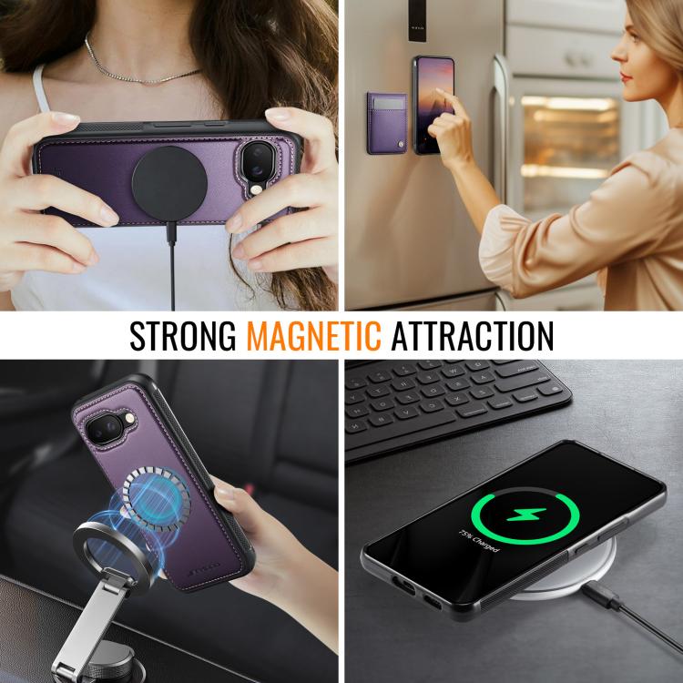 For Google Pixel 9a JEEHOOD J06 British Style RFID MagSafe Card Bag PU Phone Case