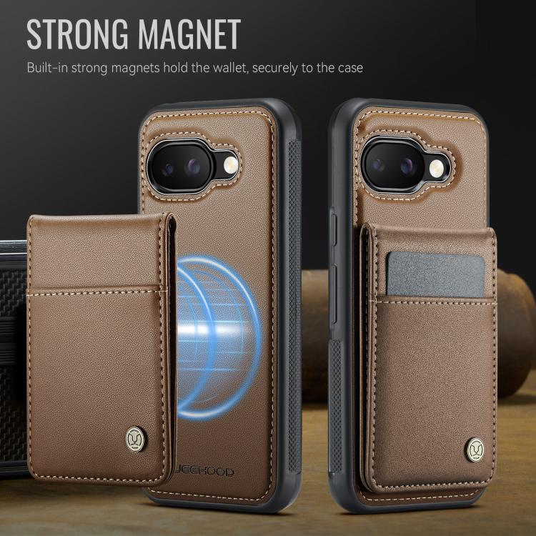 For Google Pixel 9a JEEHOOD J06 British Style RFID MagSafe Card Bag PU Phone Case
