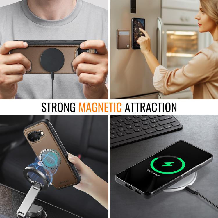 For Google Pixel 9a JEEHOOD J06 British Style RFID MagSafe Card Bag PU Phone Case